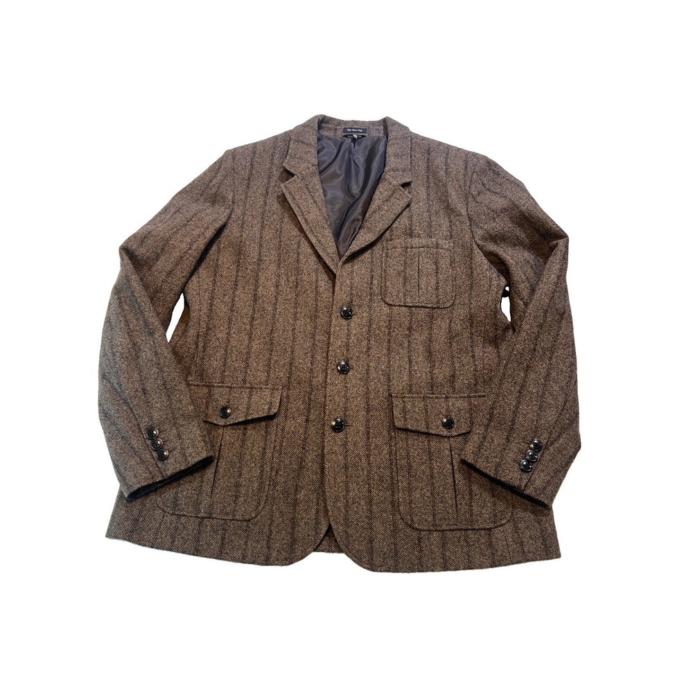 L.L. Bean Brown Tweed Blazer 48 Working Cuff Patch Pocket Three Button VNT Wool